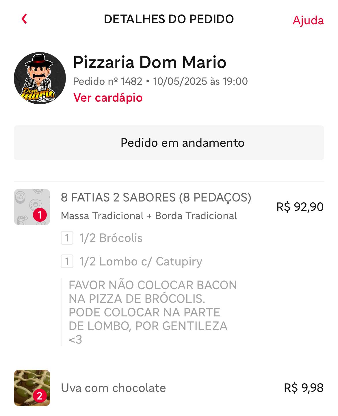 Pizzaria Dom Mario cardápio