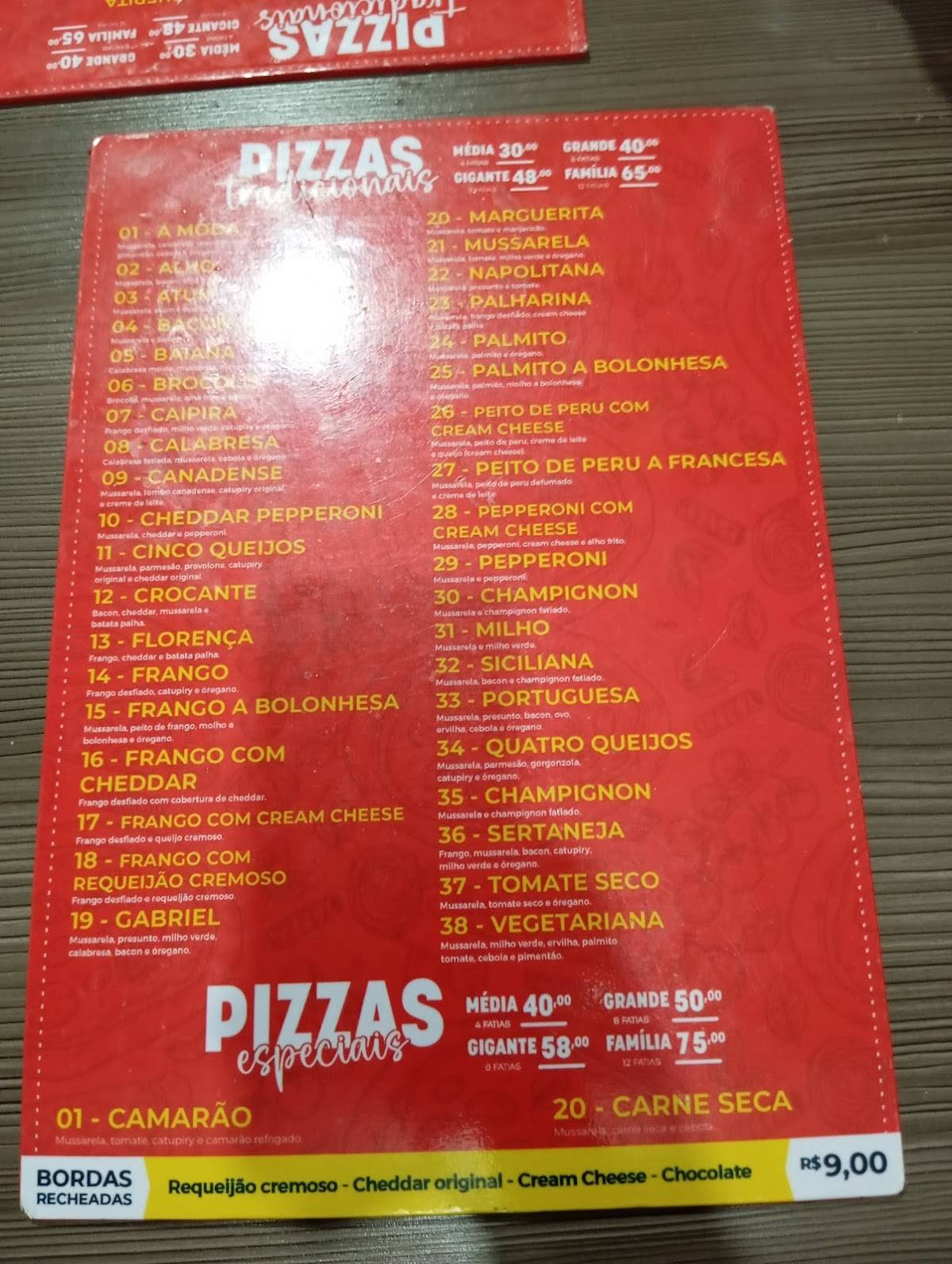 Pizzaria Gabriel cardápio