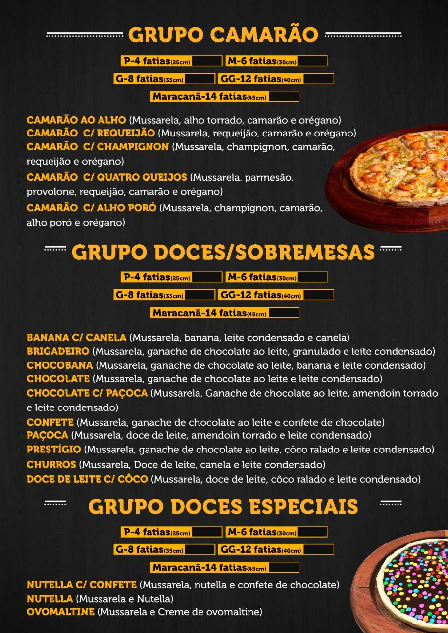 Pizzaria Ponte Nova Três Rios cardápio
