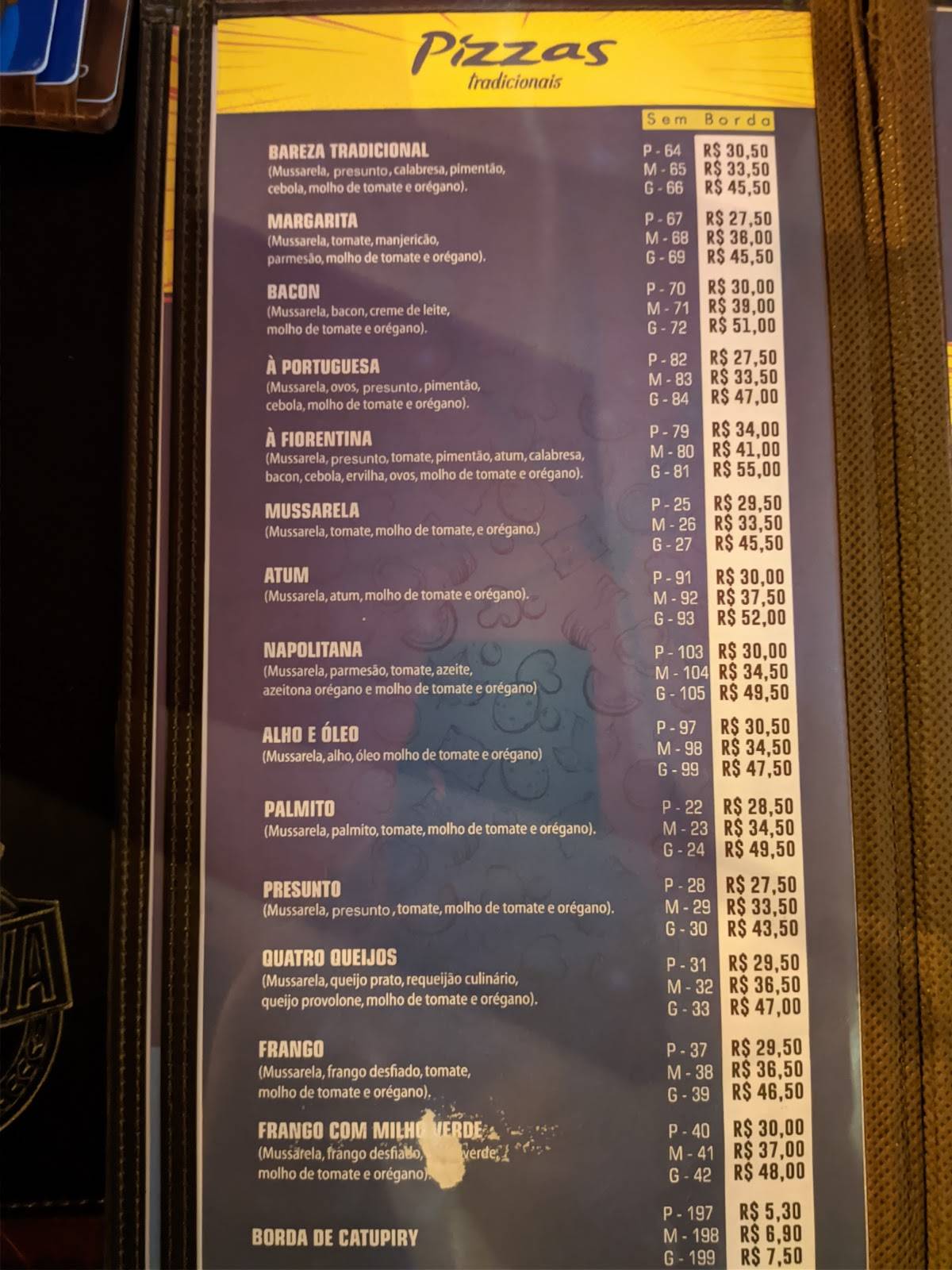 Pizzaria Sampa em Cacoal cardápio