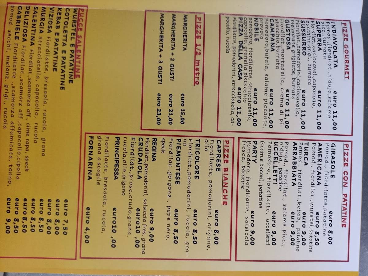 Menu di Pizze e Delizie - Pizzeria D'Asporto & Specialità Pugliesi 