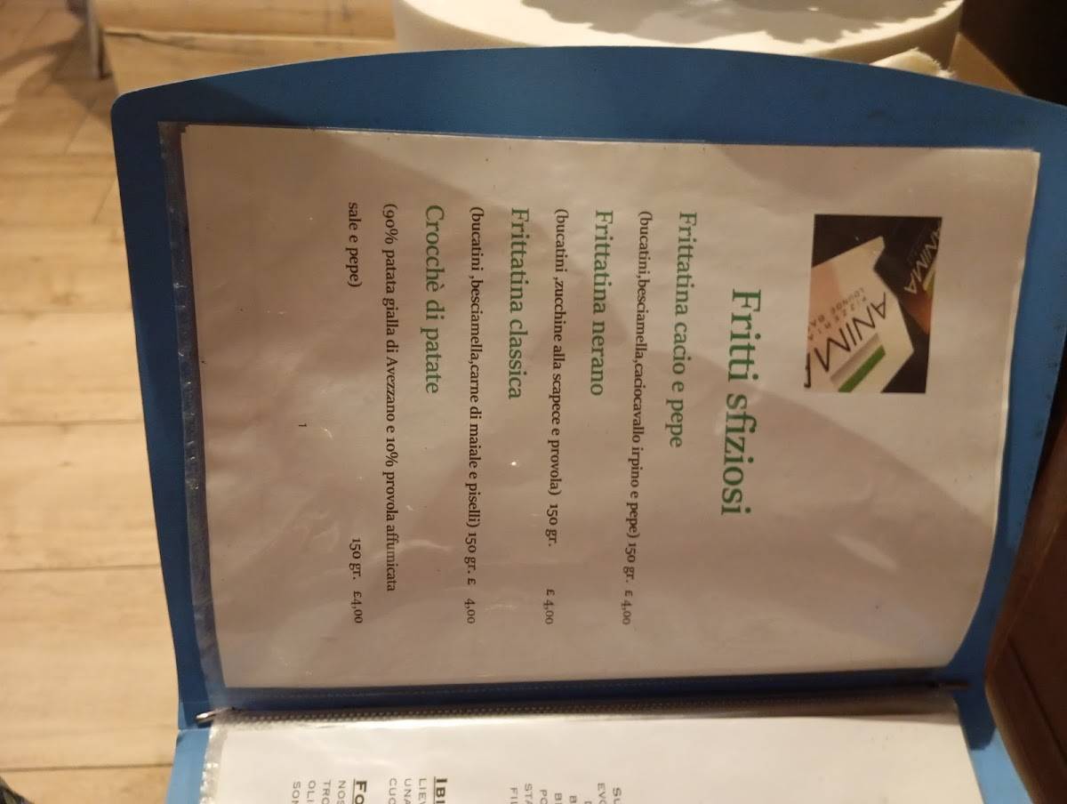 Menu di Anima 