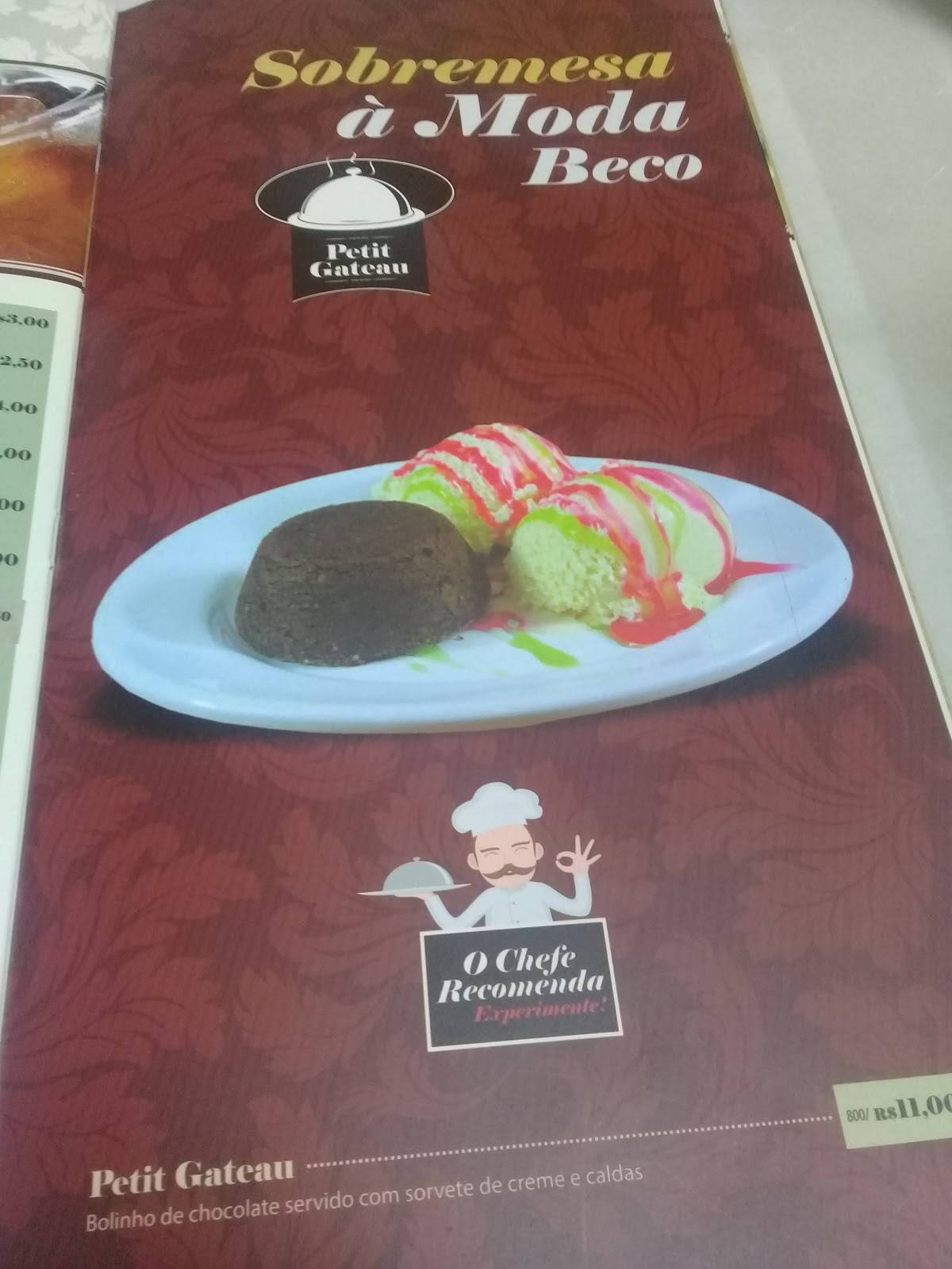 BECO Gastronomia cardápio