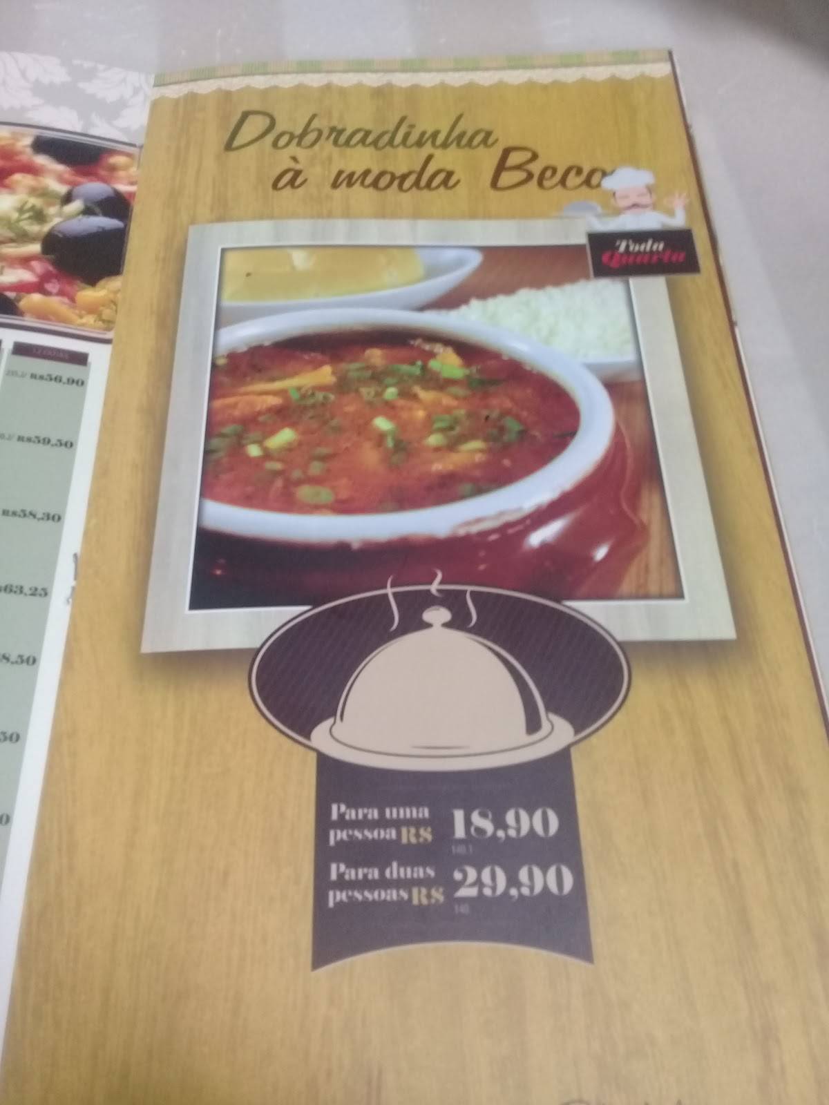 BECO Gastronomia cardápio