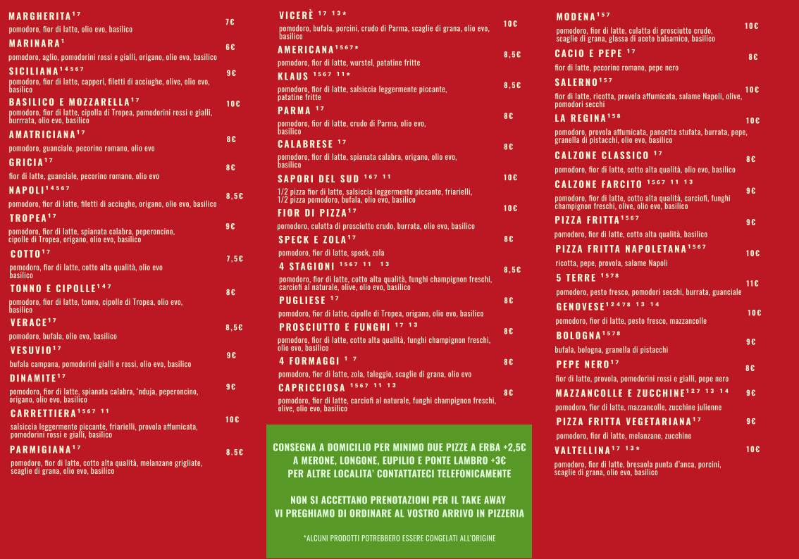 Menu di Pizzeria Basilico e Mozzarella 