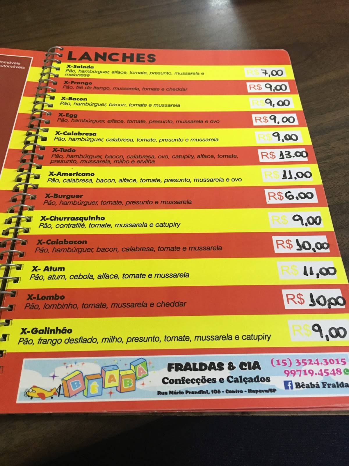 Padaria Bel Pan cardápio