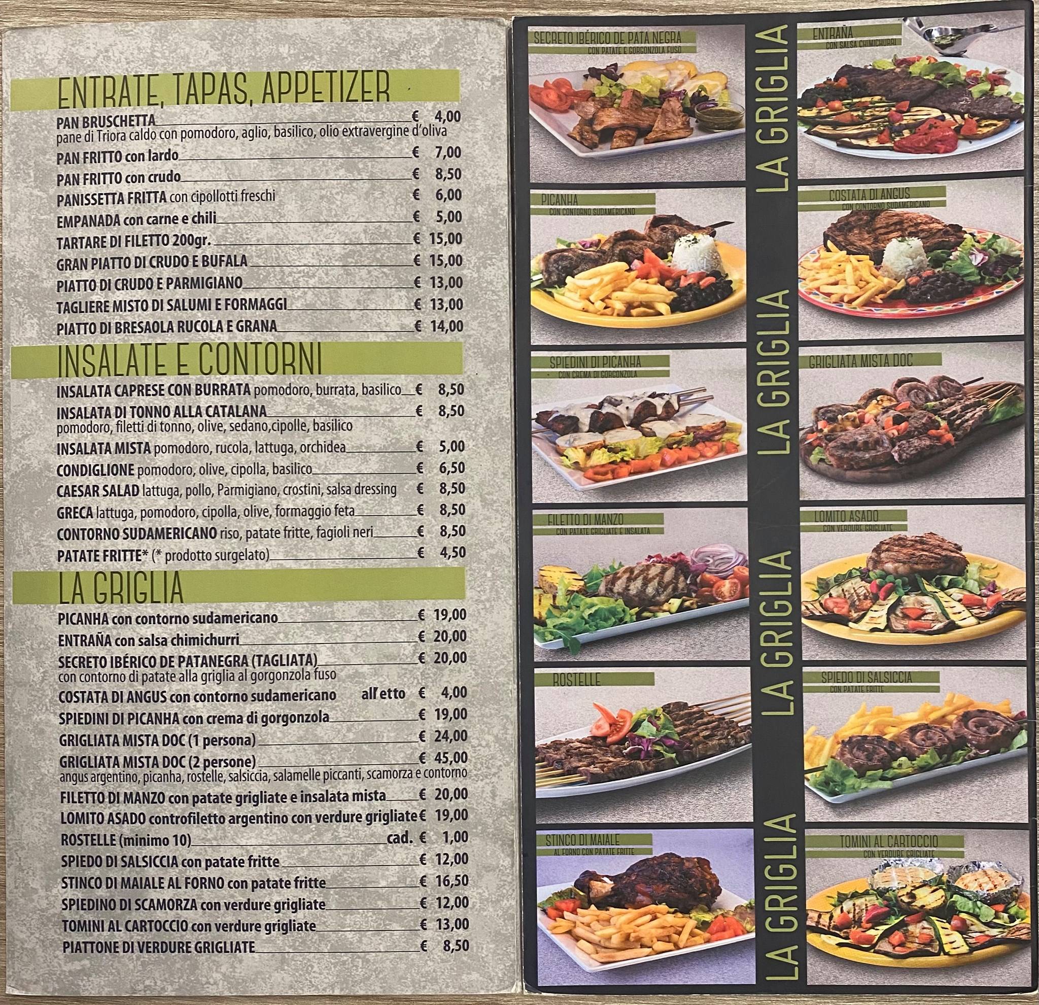 Menu di La Bonga 
