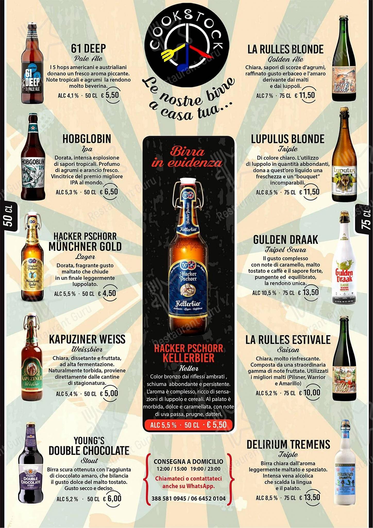 Bistro Menu per Cookstock pizzeria