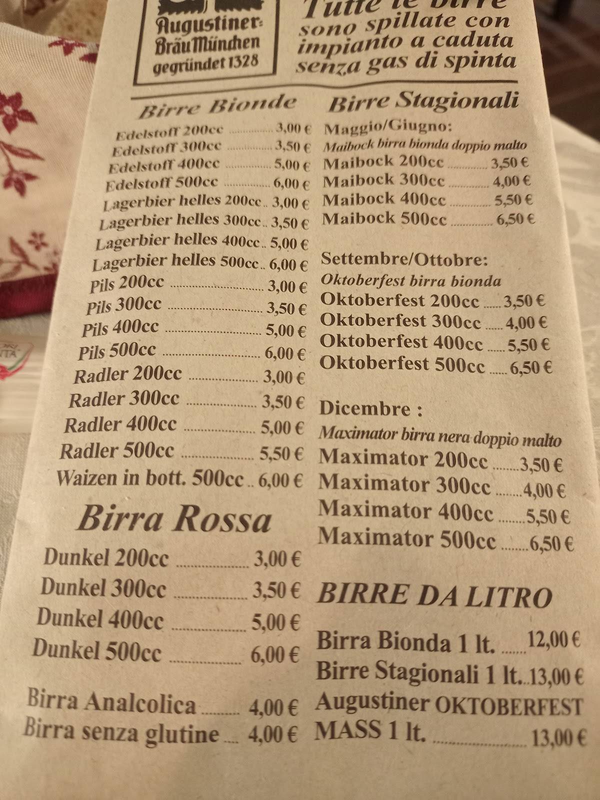 Menu di Birreria Cornale 