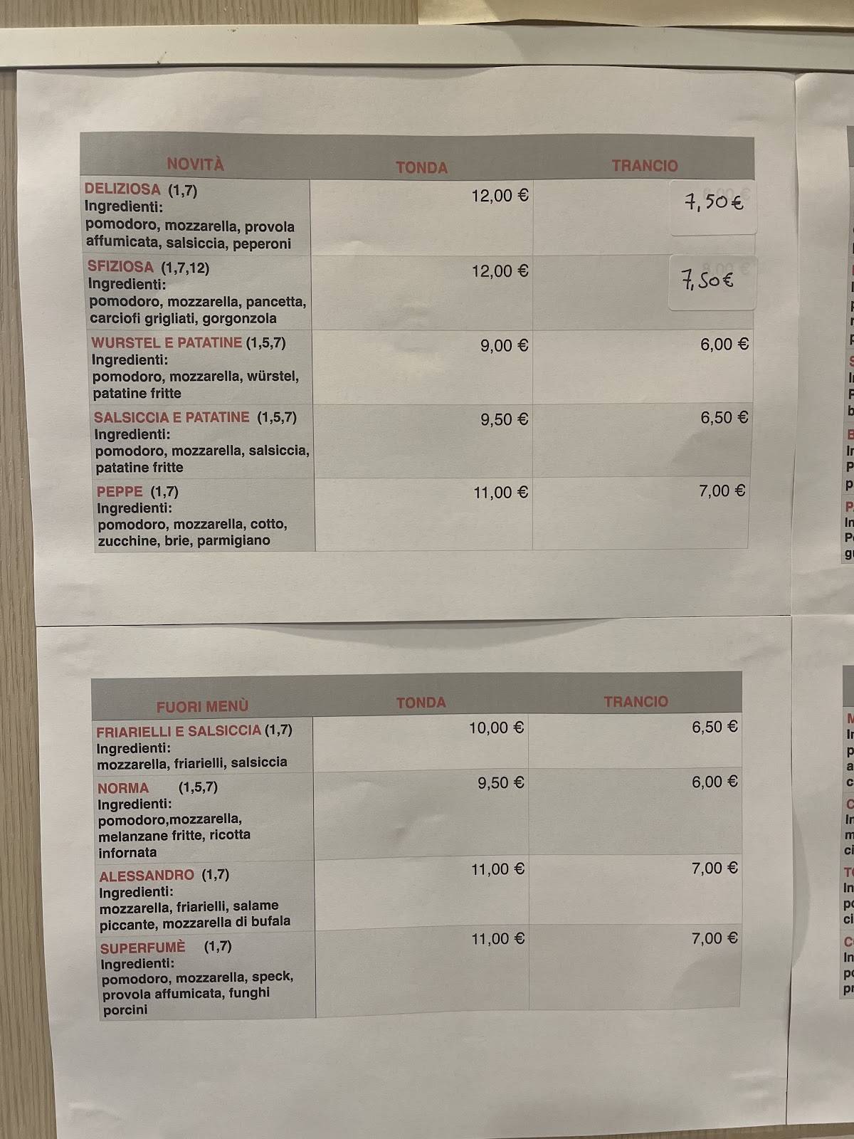 Menu di Pizzeria D'Asporto Hula-Hop 