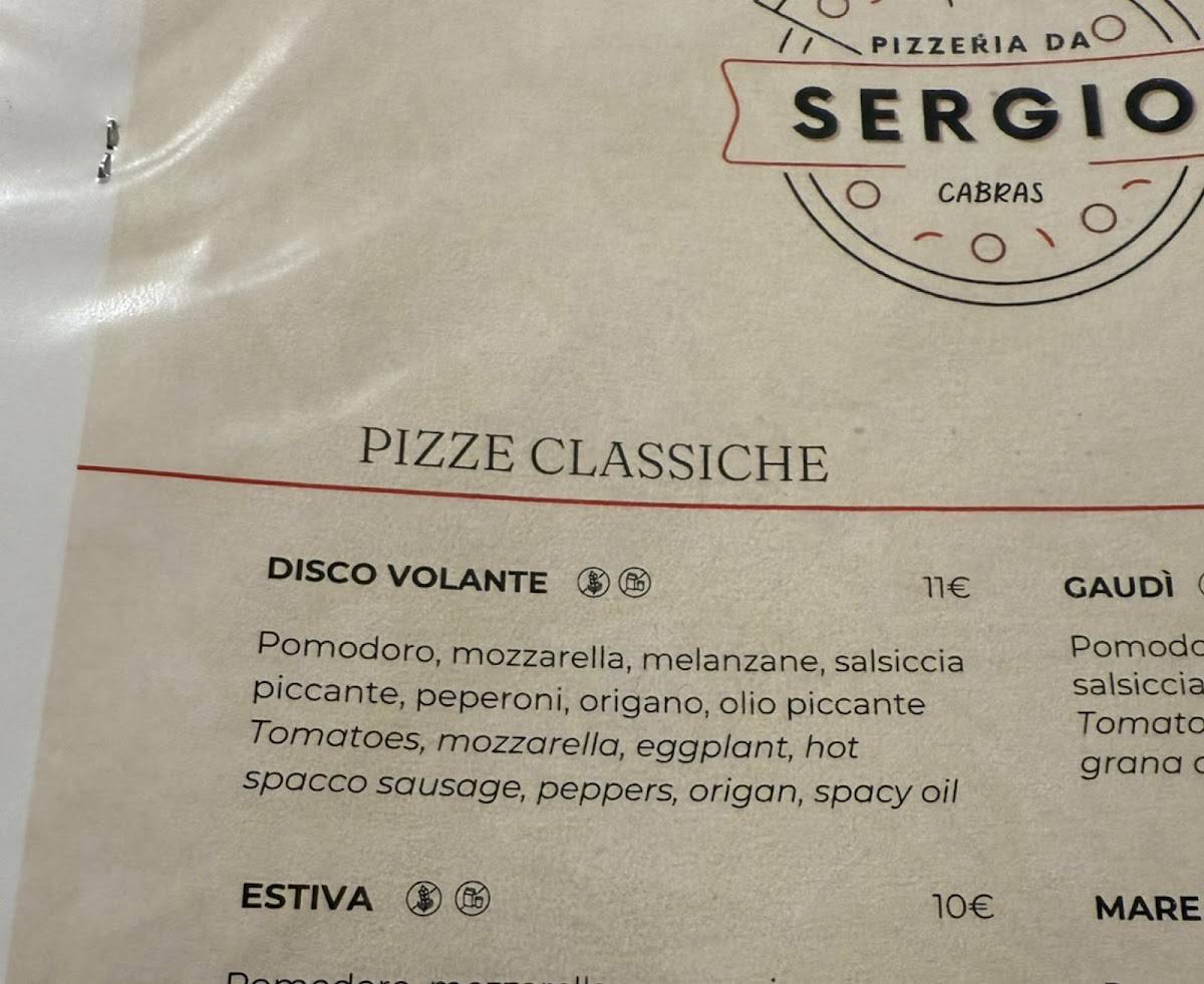 Menu di Pizzeria Da Sergio 