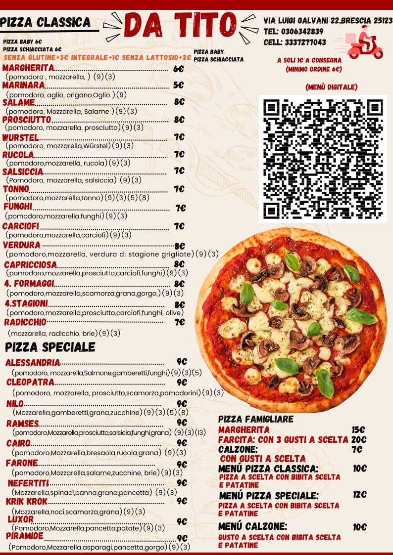 Menu di Pizzeria Da Tito asporto Zona Ospedale Civile 