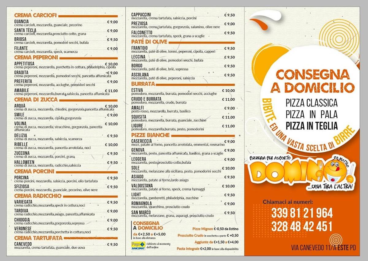 Menu di Pizzeria Domino 