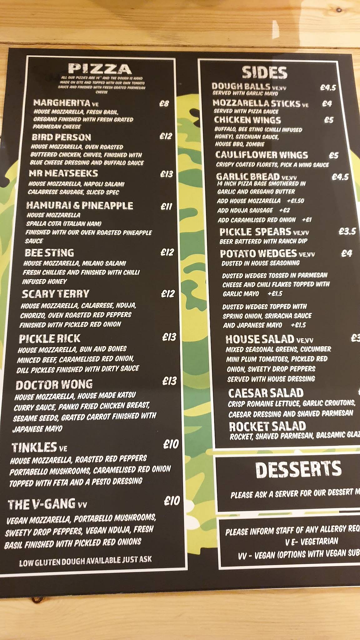 Menu at Dough and Bones restaurant, Stockport