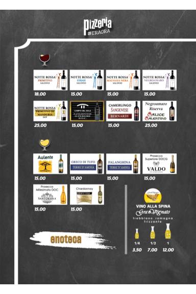 Menu di Pizzeria Era ora #Rimini 
