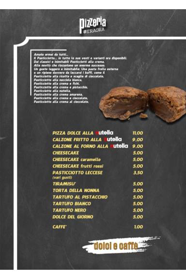 Menu di Pizzeria Era ora #Rimini 