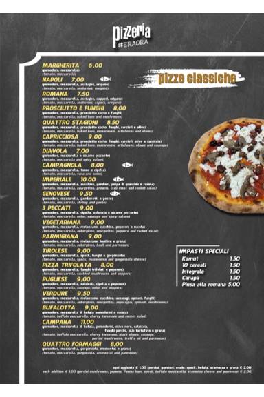 Menu di Pizzeria Era ora #Rimini 