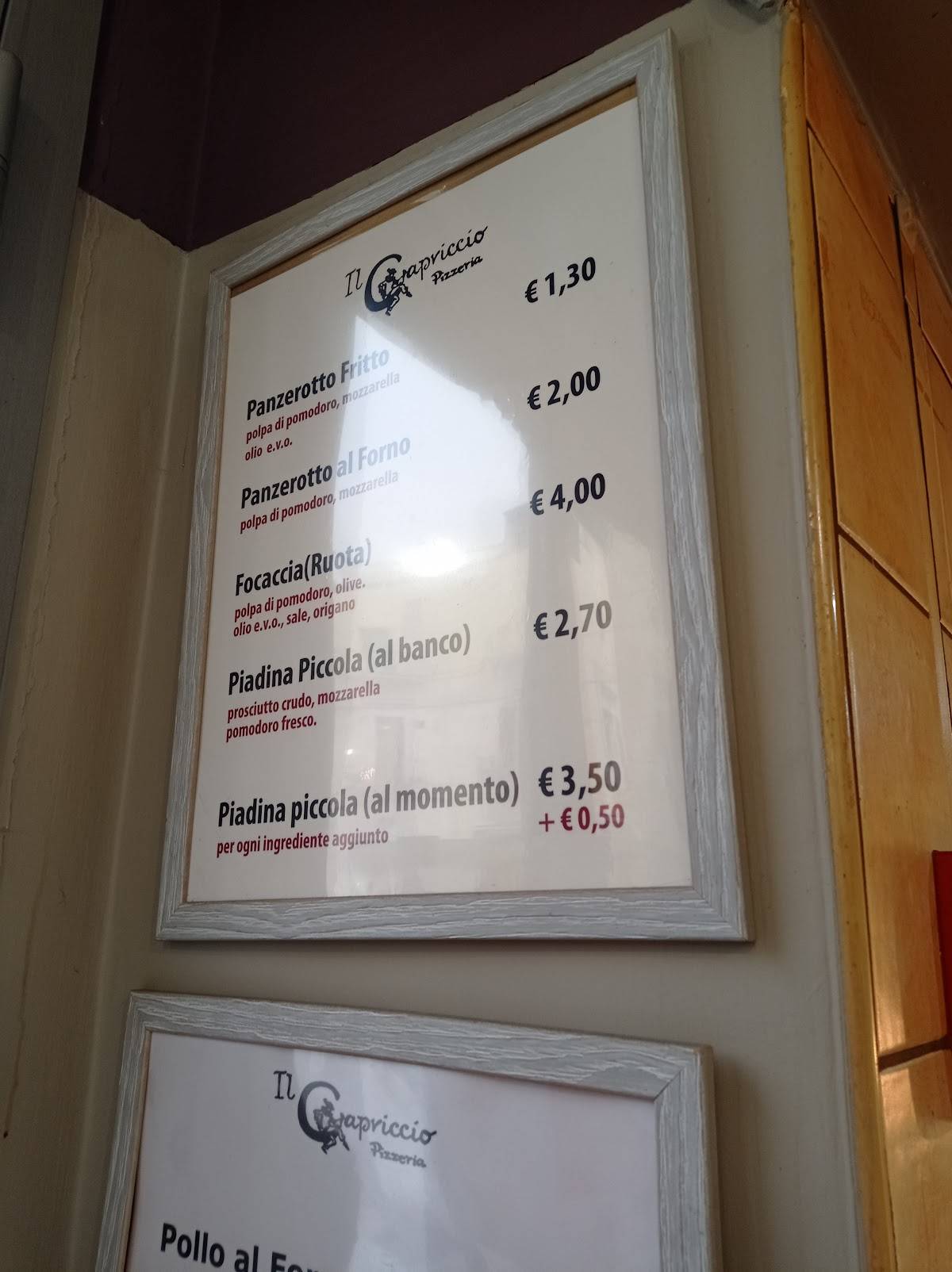 Menu di Il Capriccio 