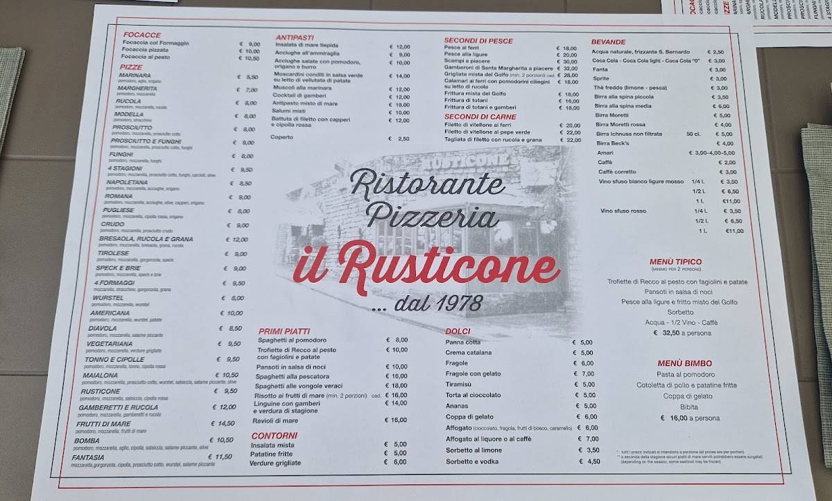 Menu di Il Rusticone 