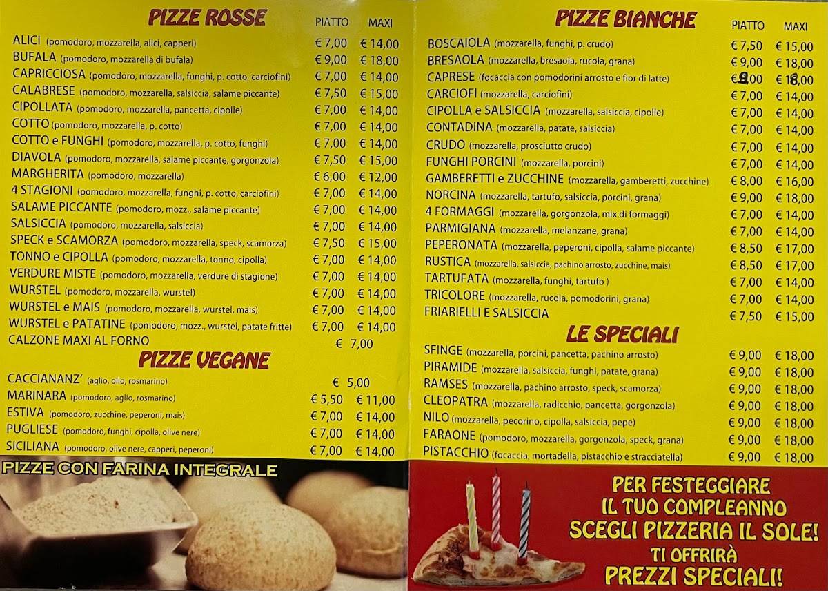Menu di Pizzeria Il Sole 