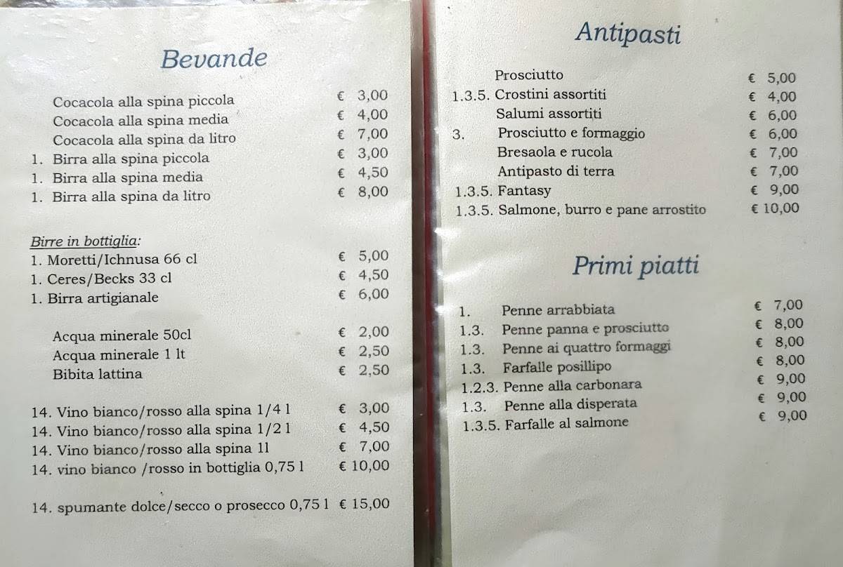 Menu di Pizzeria La Spigolatrice 