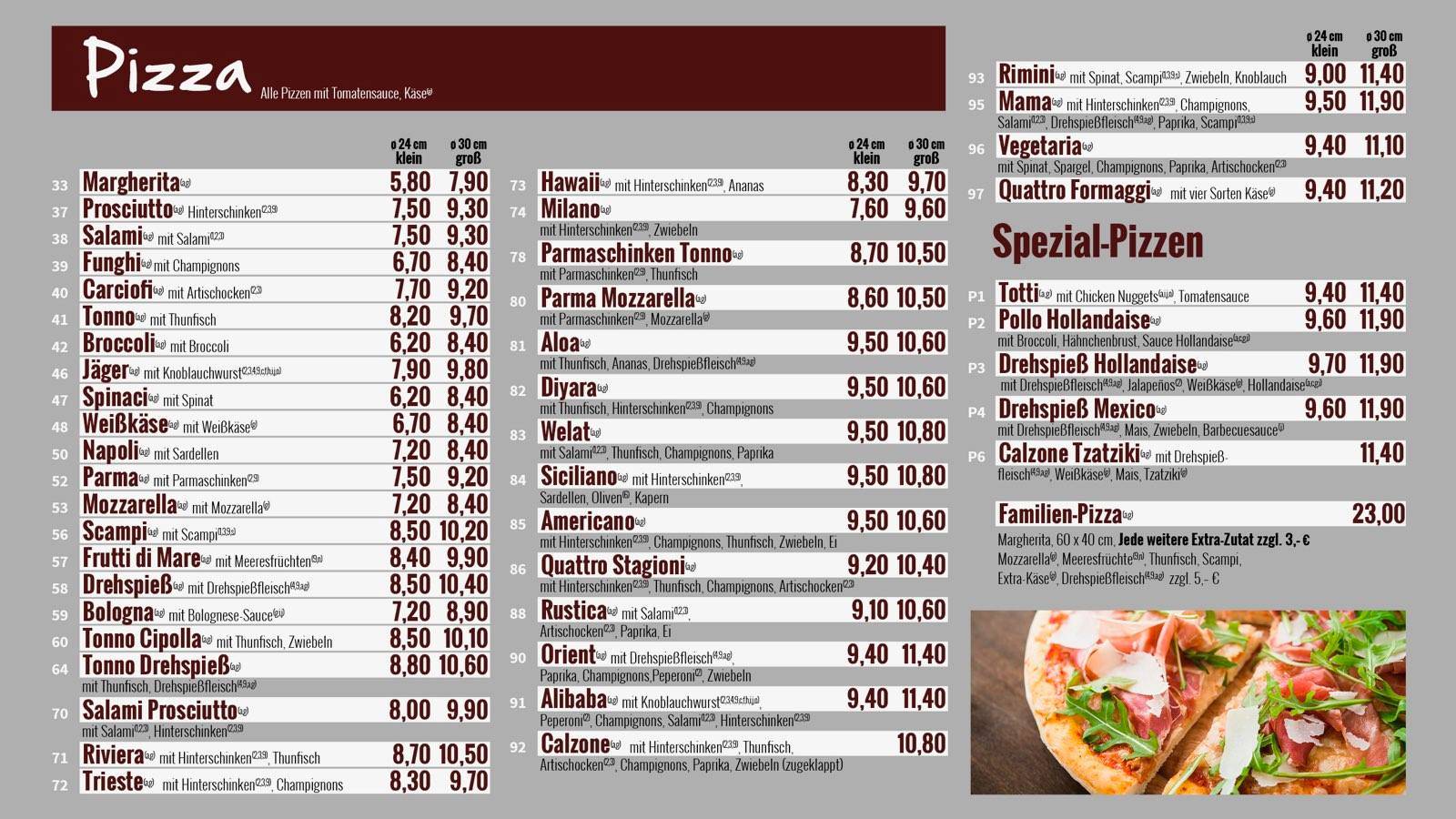 Speisekarte von Pizzeria Mama, Gummersbach, Gummersbacher Str. 32