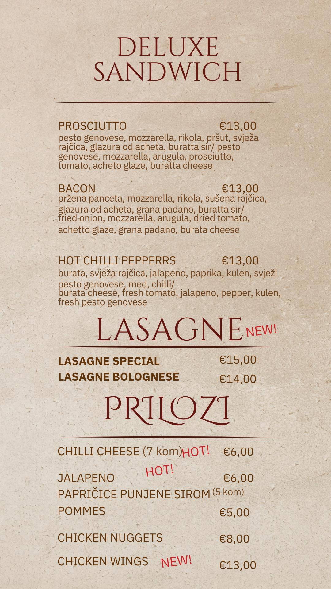 Menu di Pizzeria Maslina 