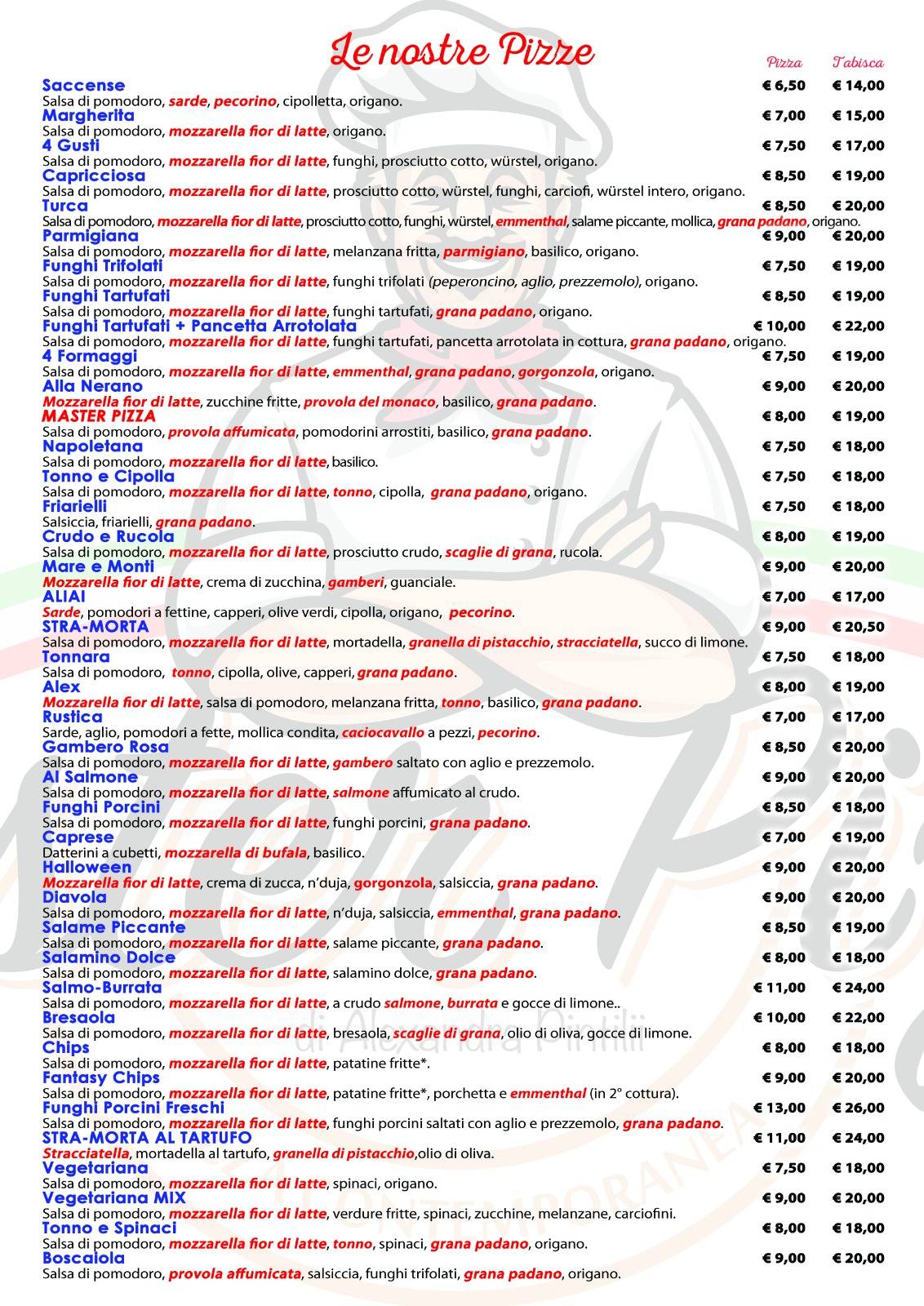 Menu di Pizzeria Master Pizza 