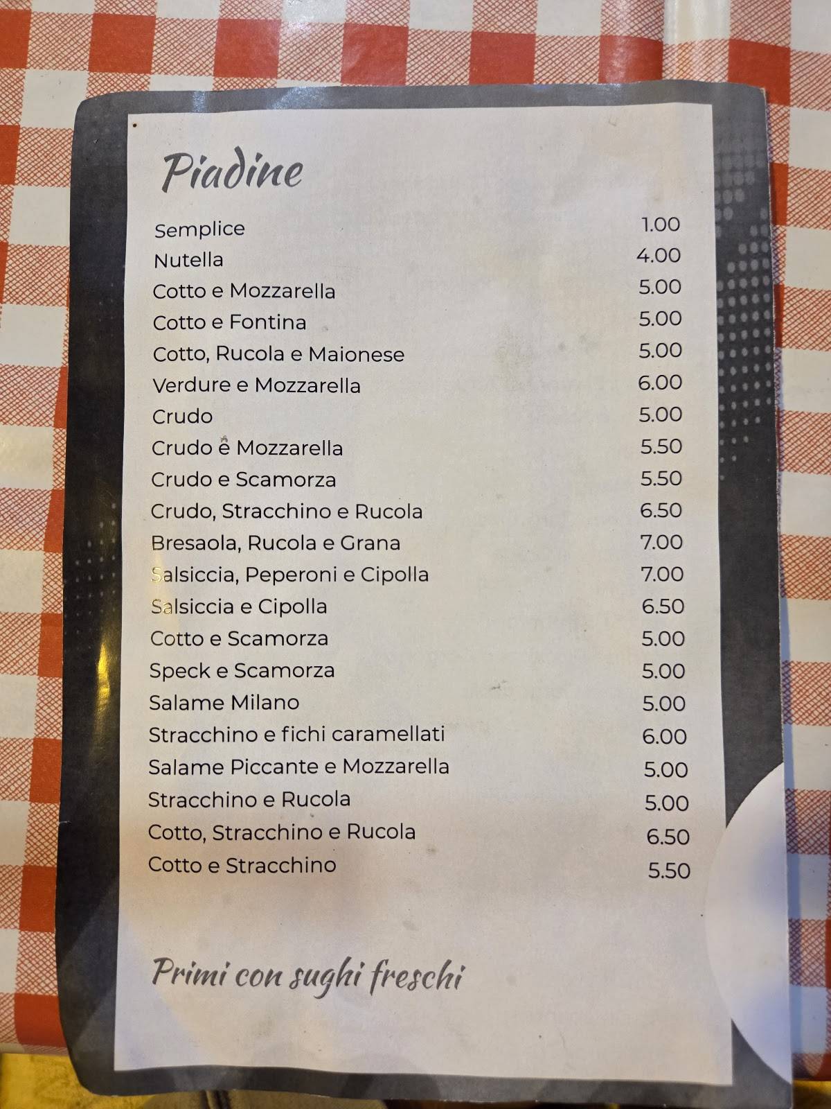 Menu di Pizzeria Mille Gusti Rimini 