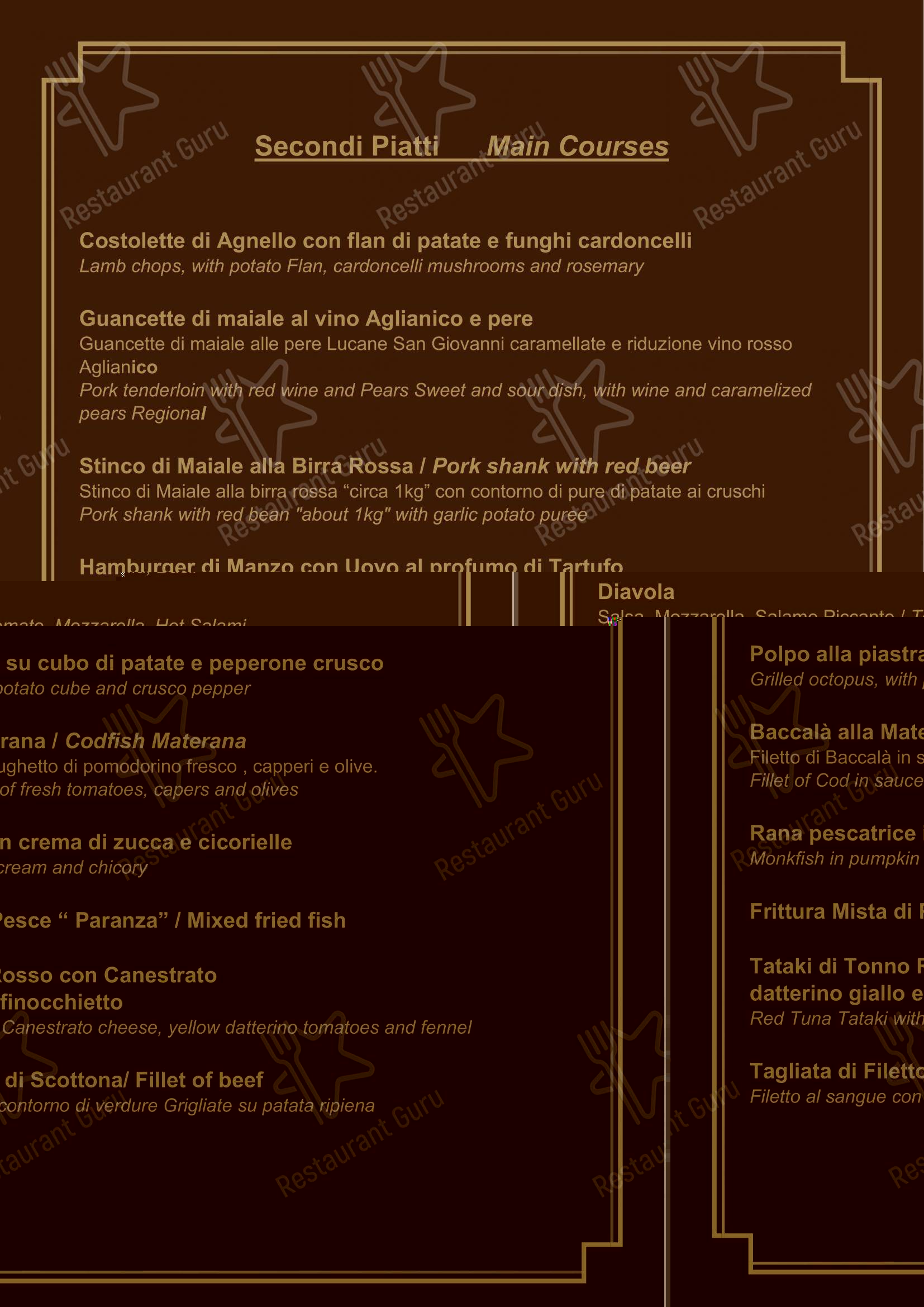 菜单 pour Morgan Restaurant dans Matera