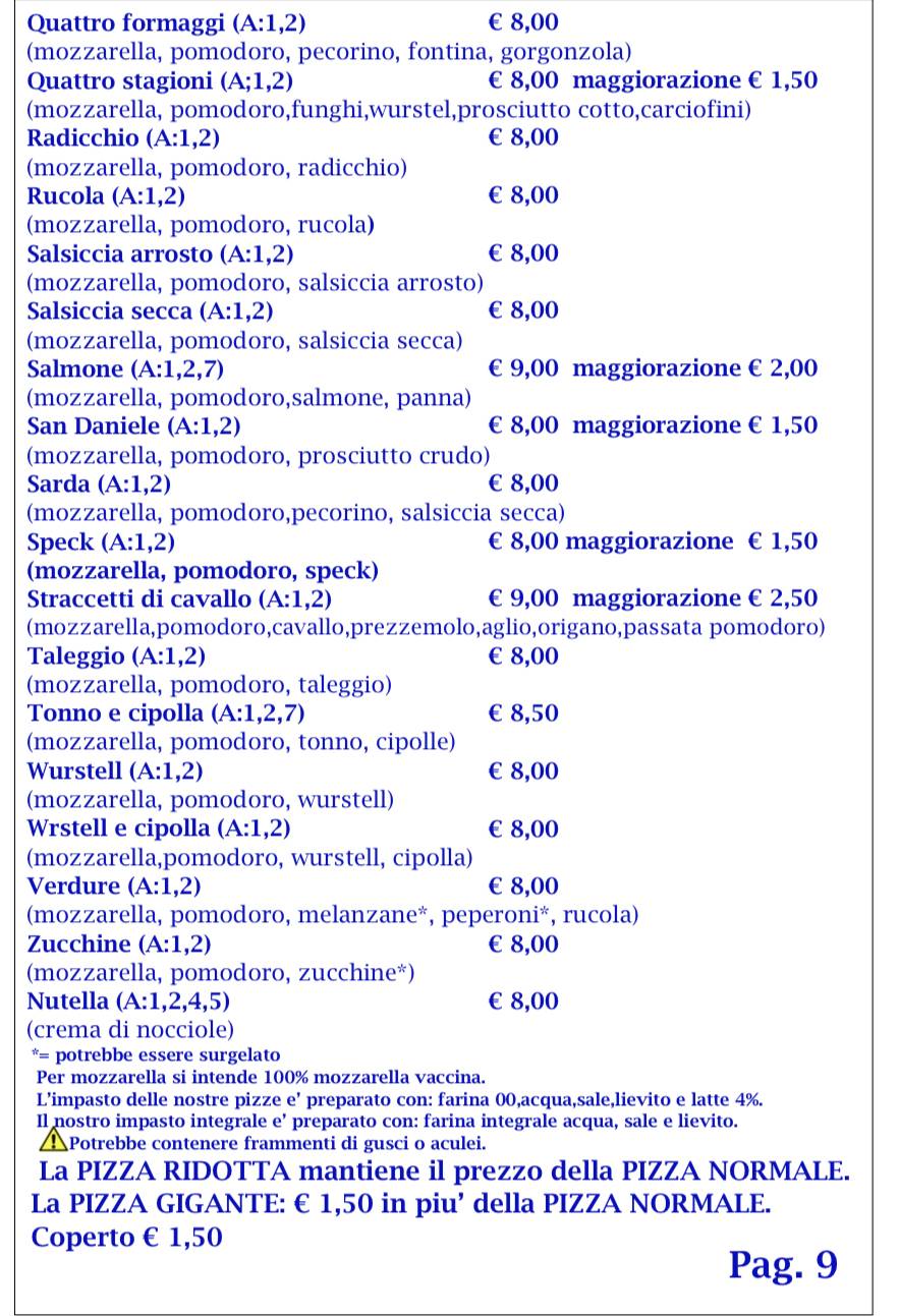 Menu di Pizzeria Paluna Di Figus E. 