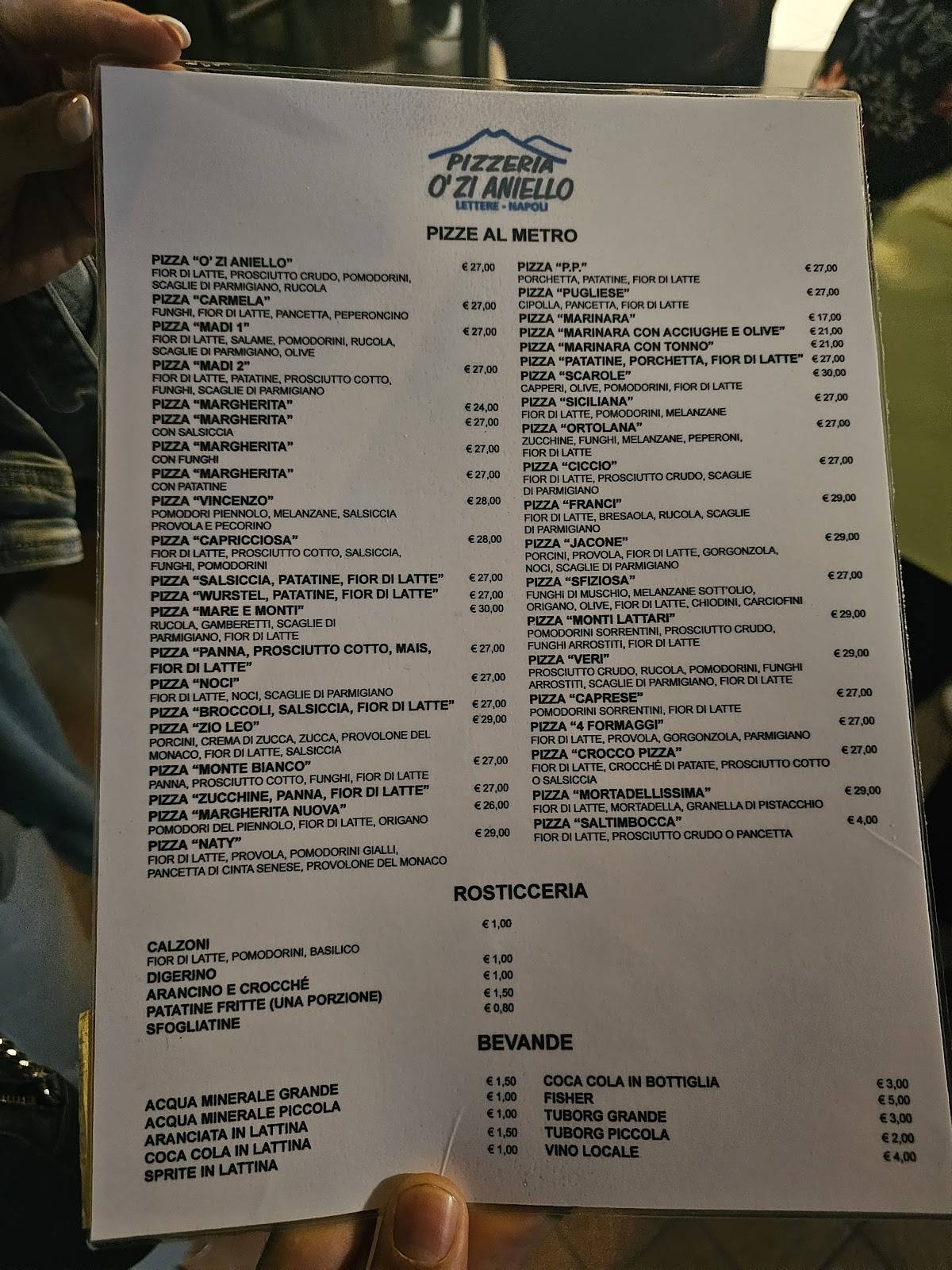 Menu di Pizzeria O' Zi Aniello 