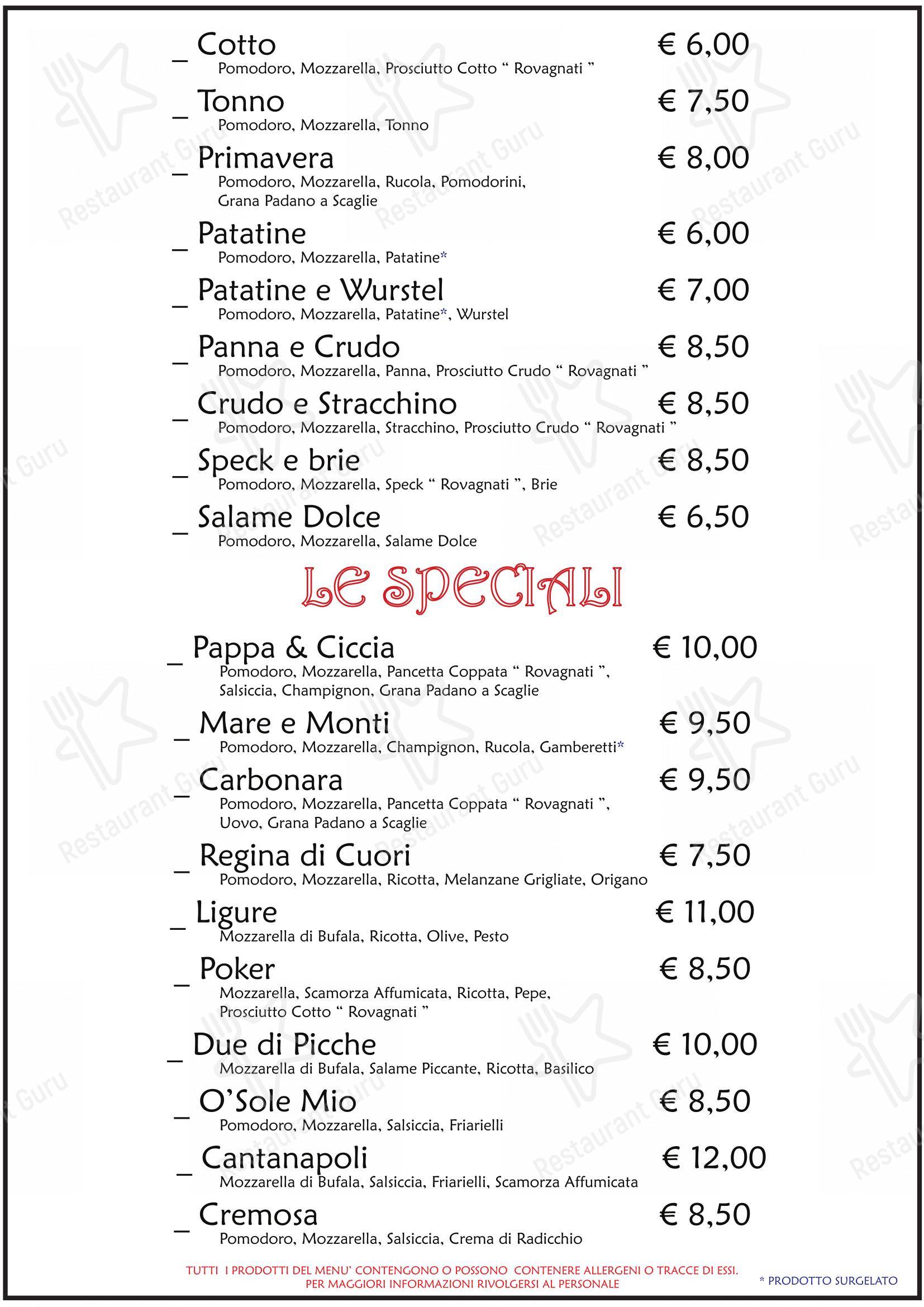 Menu di Pizzeria Pappa & Ciccia - Menu