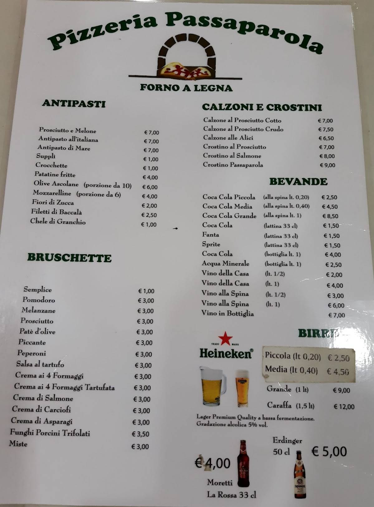 Menu de Passaparola
