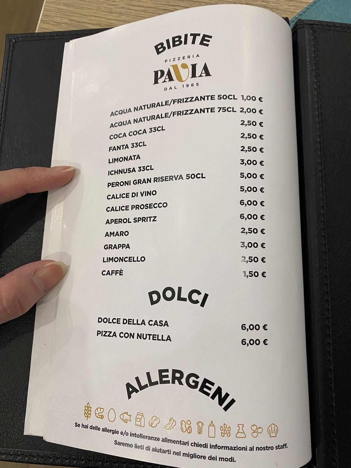 Menu di Pizzeria Pavia 