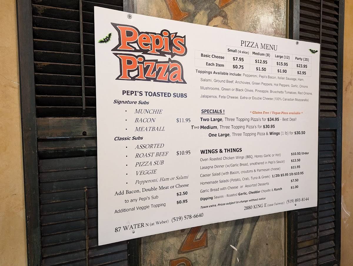 Menu de Pepi's Pizza