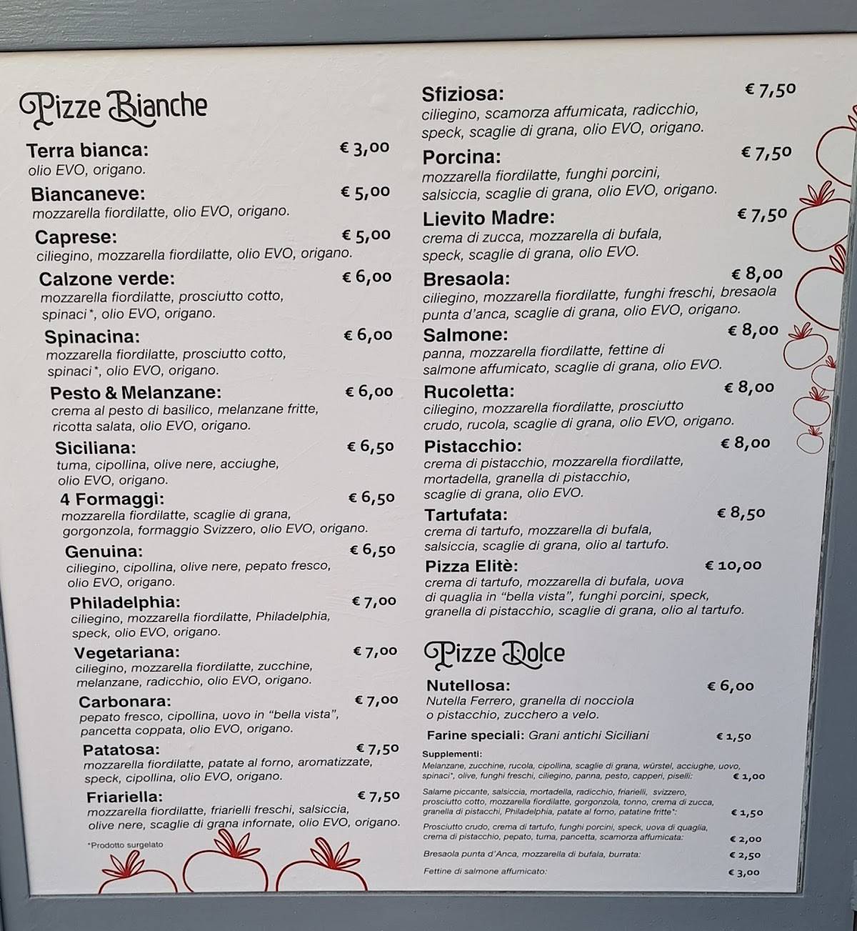 Menu di Pizzeria Lievito Madre 