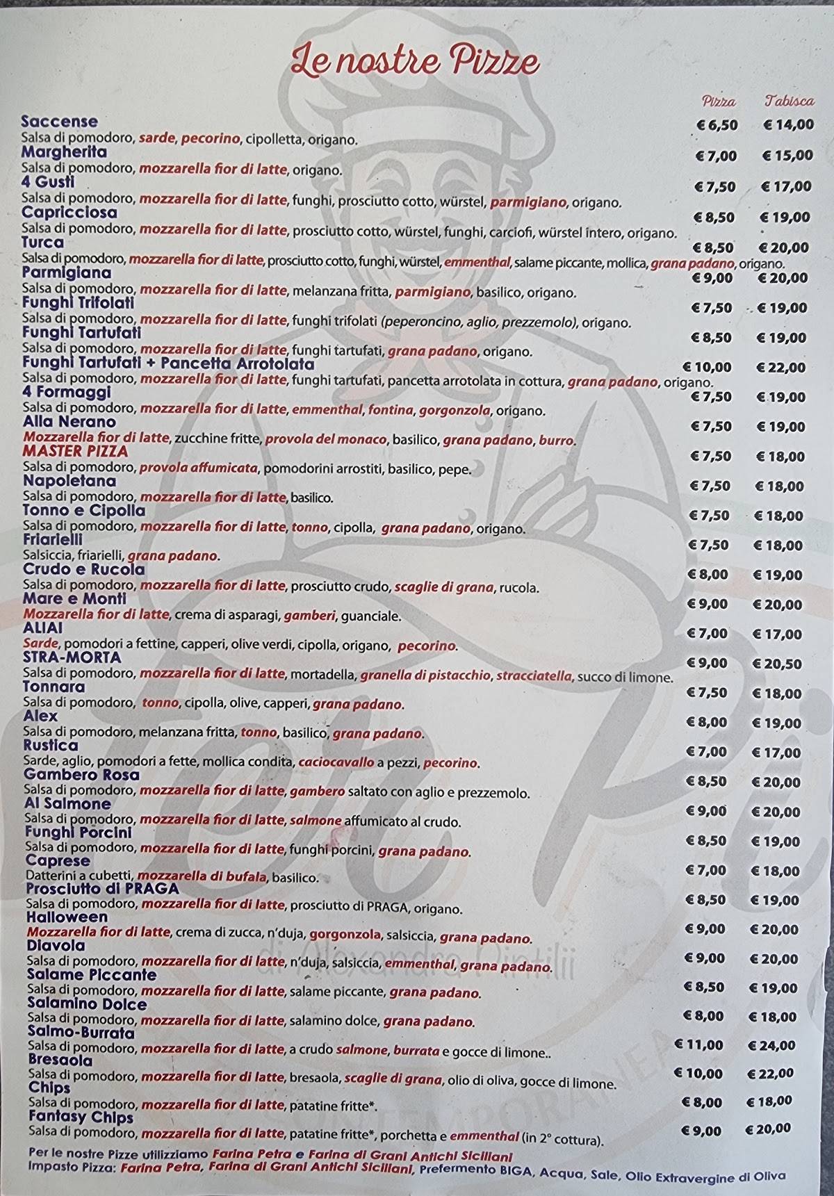 Menu di Pizzeria Master Pizza 