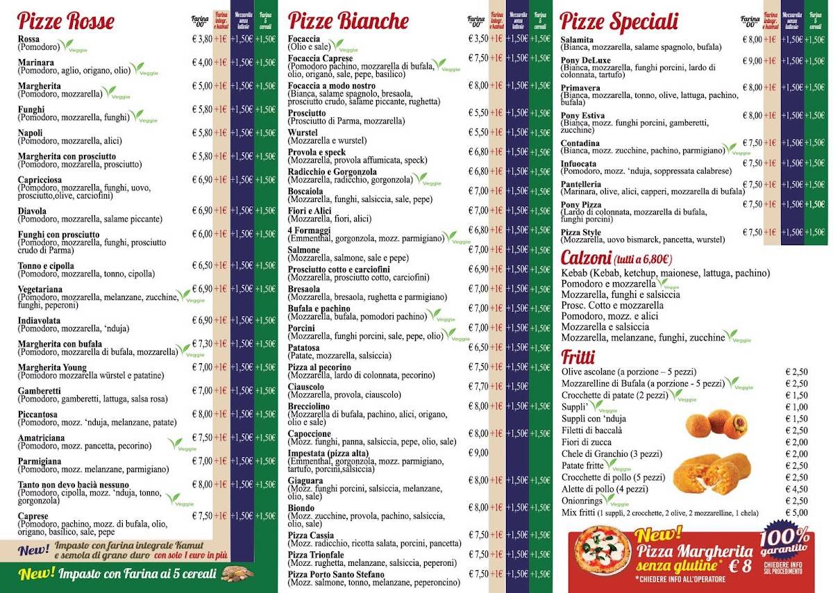Menu di Pony Pizza Cassia 