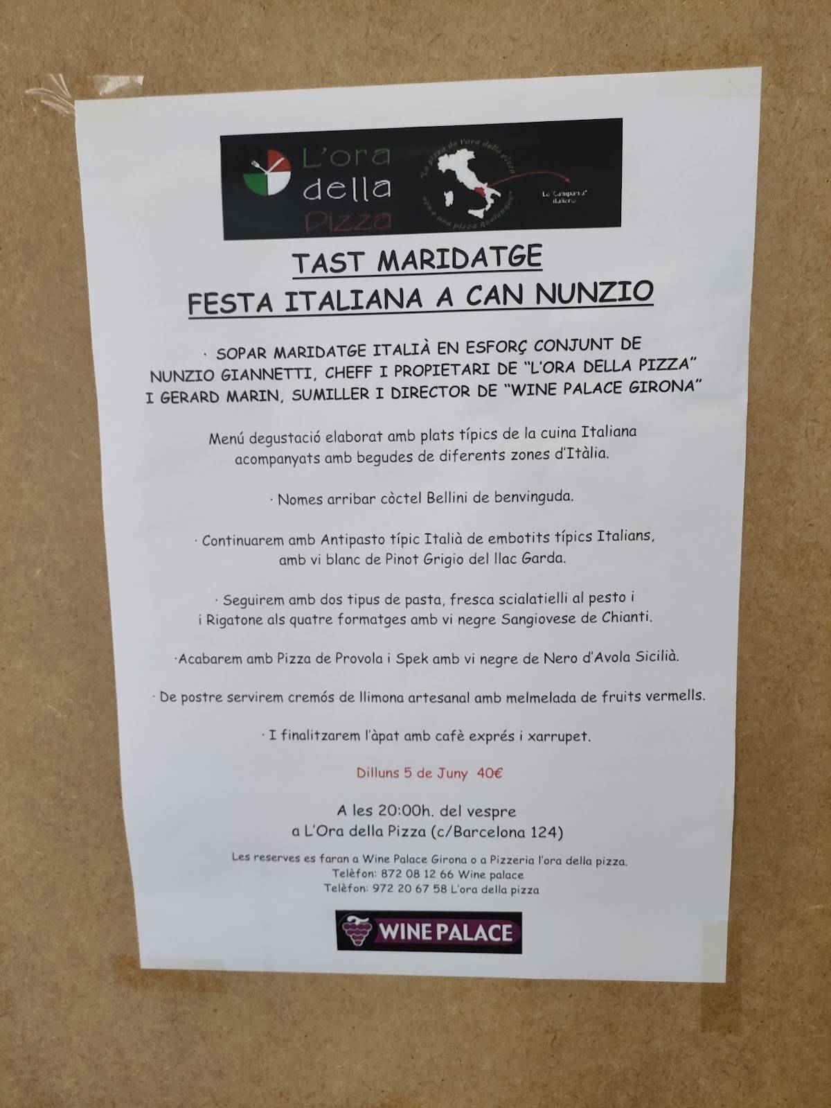 Menu At Restaurant L Ora Della Pizza Girona Carrer Barcelona Menu At Restaurant L Ora Della Pizza Girona Carrer Barcelona