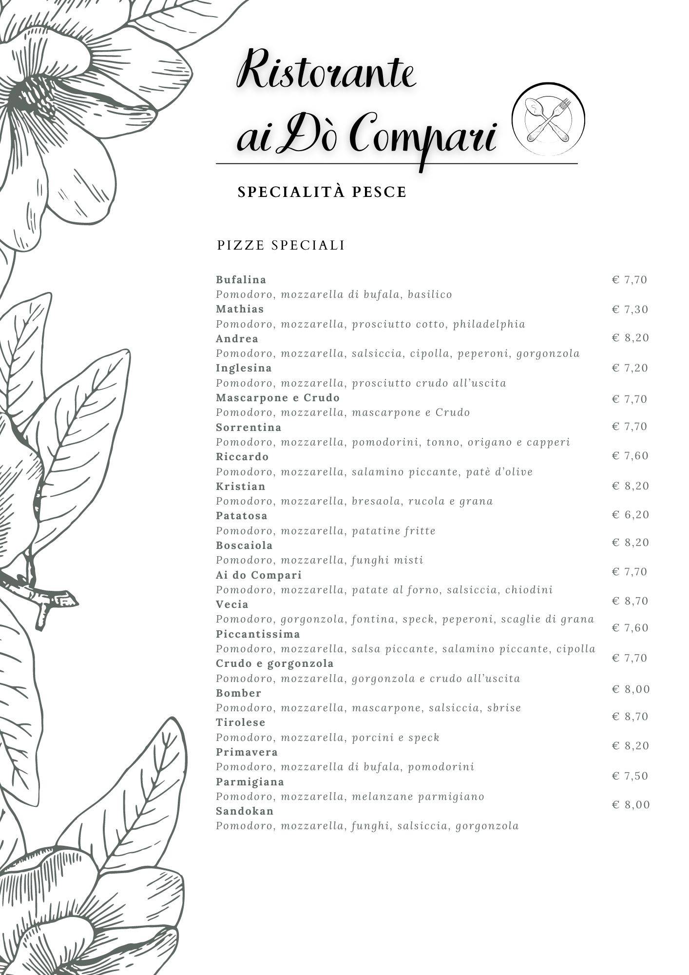 Menu di Ristorante Ai Dò Compari 