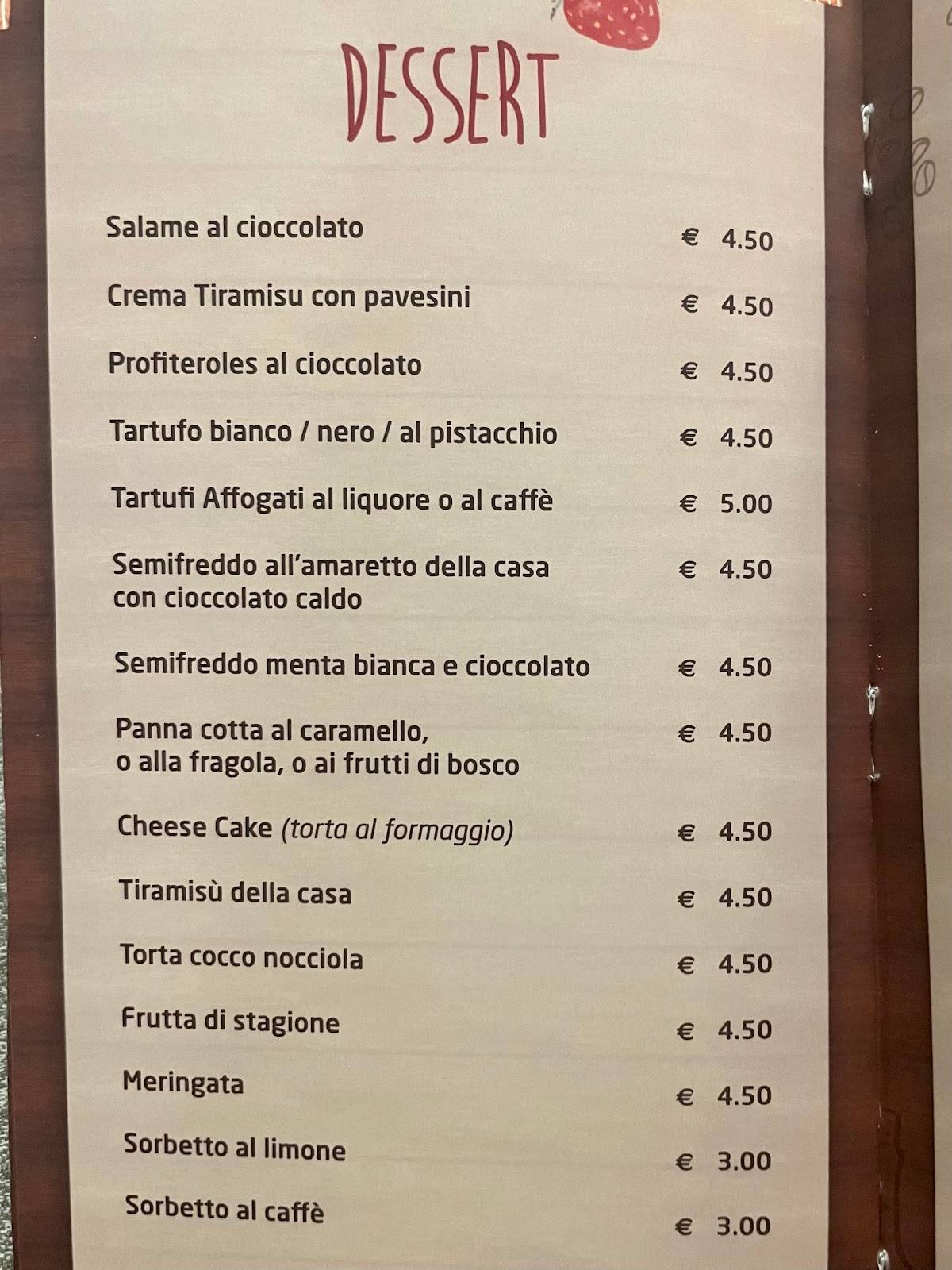 Menu di Pizzeria Ristorante Lui E Lei 
