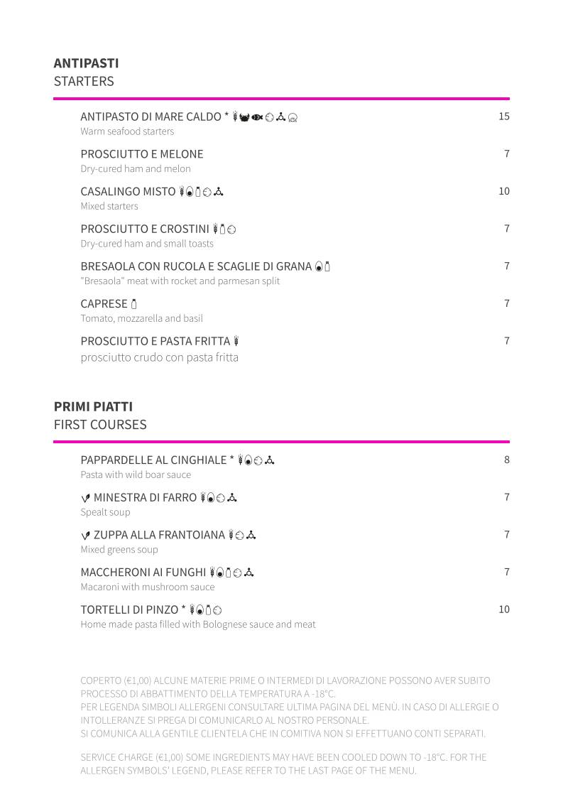 Menu di Ristorante Pizzeria Da Pinzo 