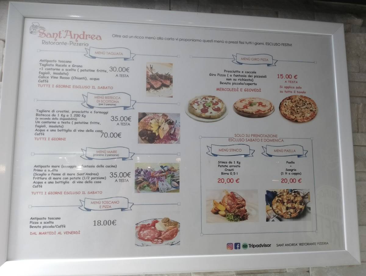 Menu di Ristorante Pizzeria Sant Andrea 