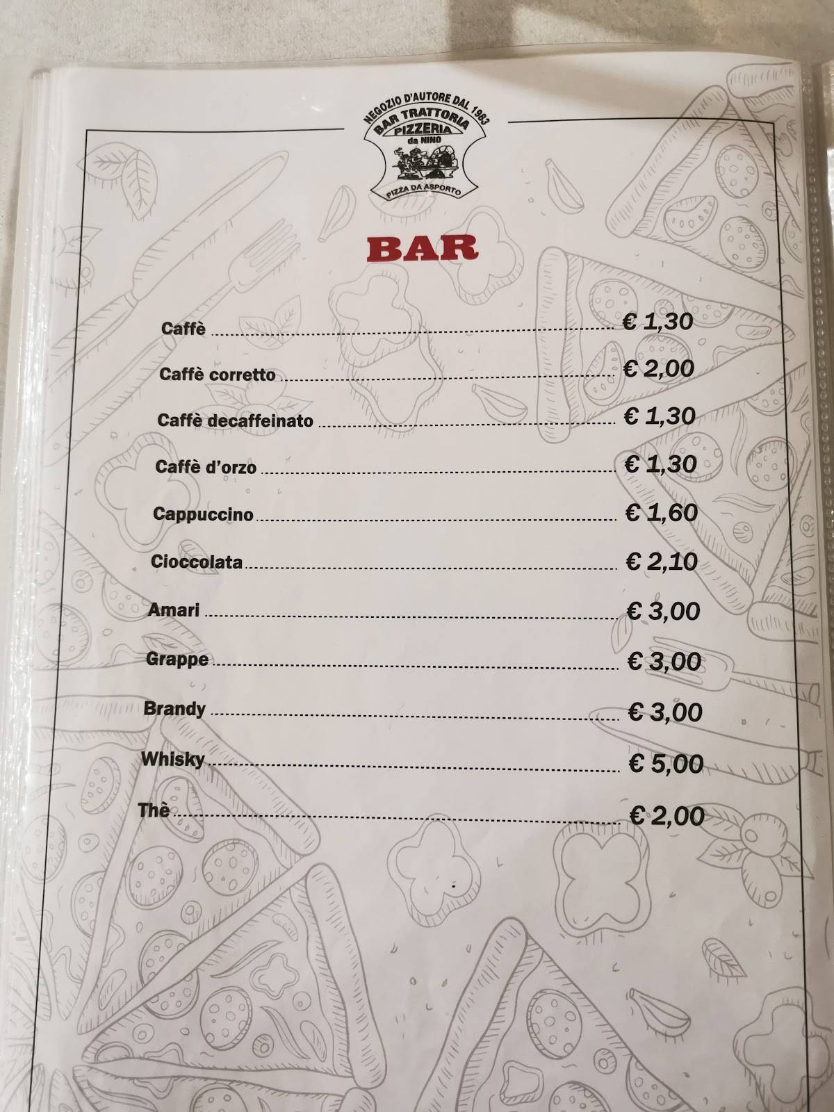 Menu di Pizzeria Ristorante da Nino 
