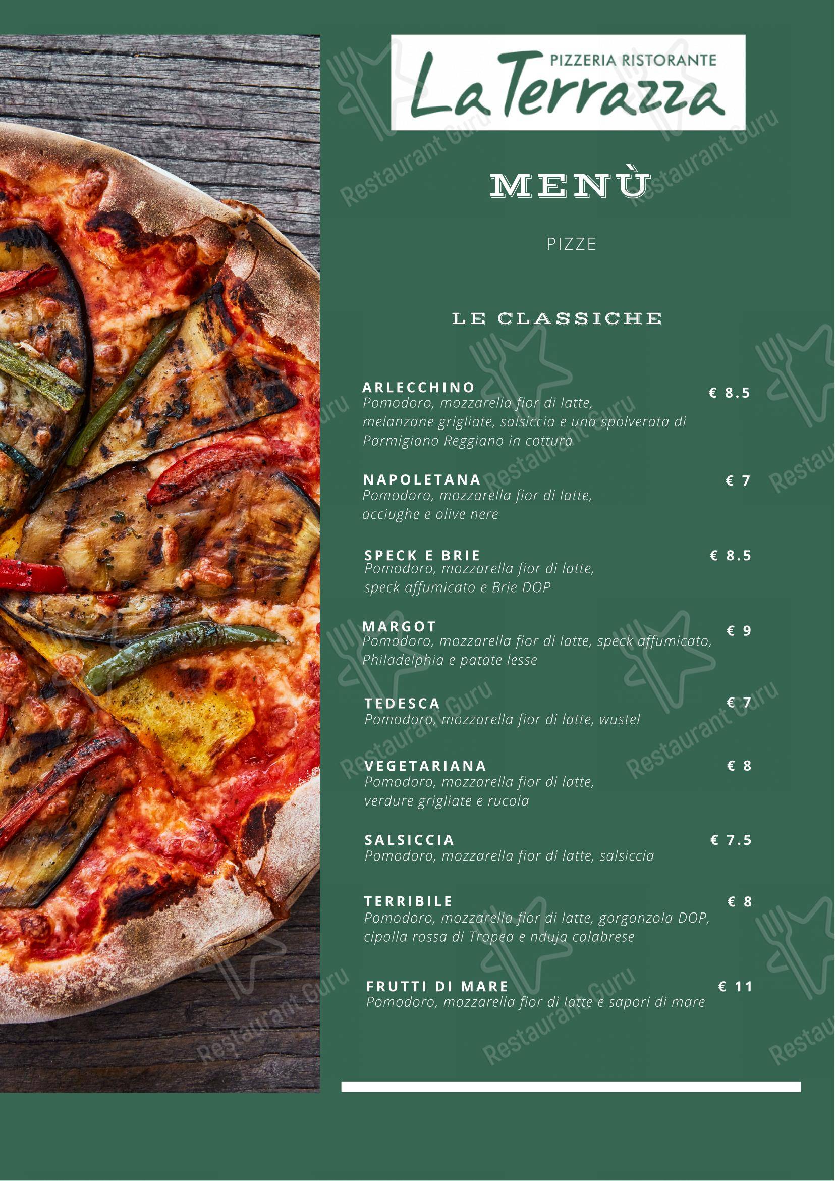 Menu per Pizzeria Ristorante la terrazza ristorante