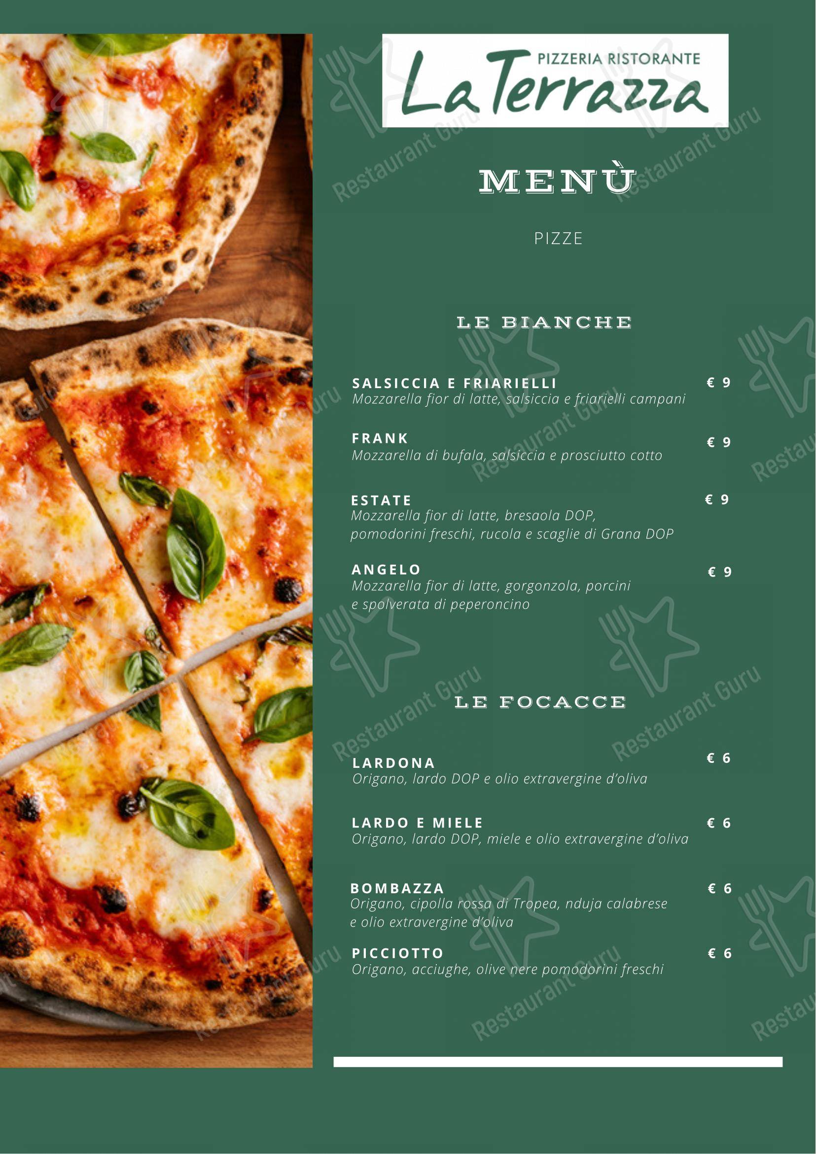 Pizzeria Ristorante la terrazza in Carmagnola - Menu