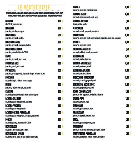 Menu de Pizzeria Spiga