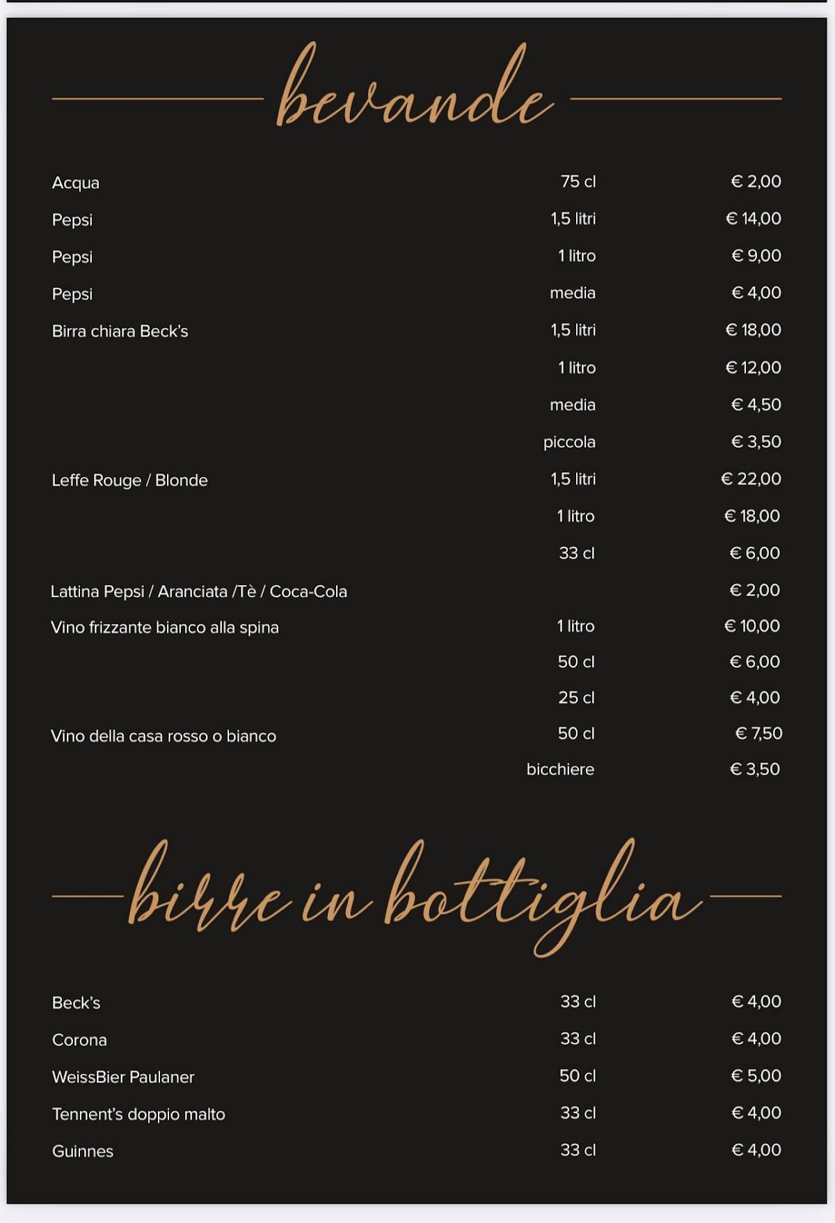 Menu di Sporting club Village 