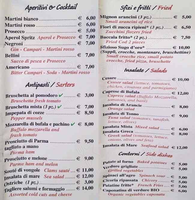 Menu di Sugo d'Oro 
